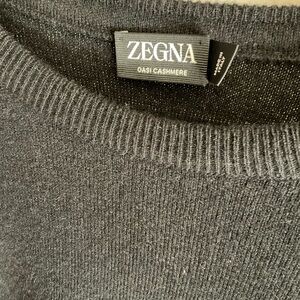 Zegna Men's Black Cashmere Oasi Collection Crewneck Sweater